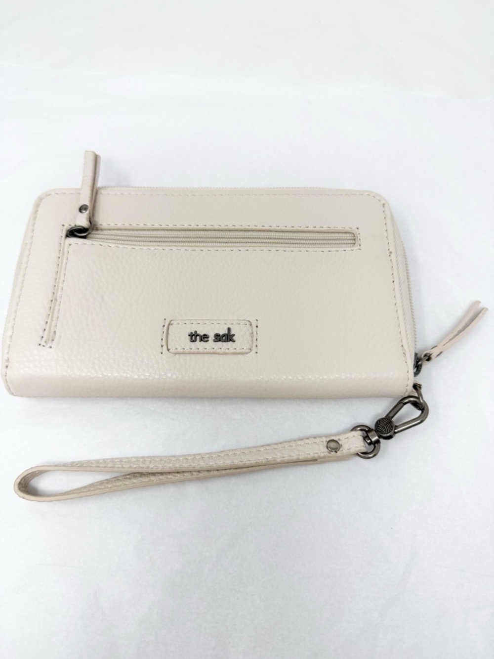 The Sak Silverlake Cream Embossed Leather Zip Around Phone Wallet Wristlet